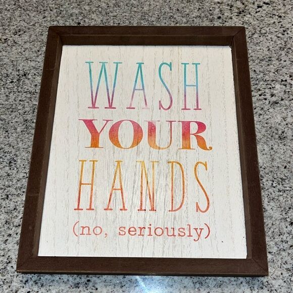 Funny Bathroom Kitchen Wall Decor Sign Wash Your Hands Ready to Hang kids room - Picture 1 of 1